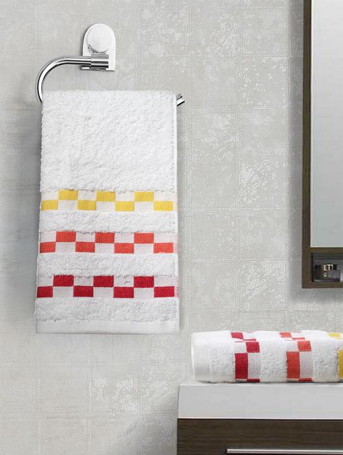 bianca mercerized combed cotton bumpy-stripes towels -2pc hand towel (sonoma) solid-white - 17677799 - Very Small Image - 1