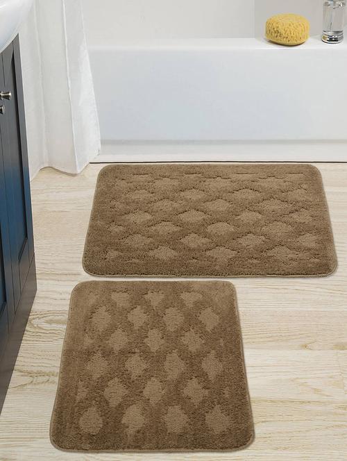saral home soft microfiber anti-skid bath mat pack of 2 (beige, 45x75, 43x60 cm) - 17678528 - Very Small Image - 1