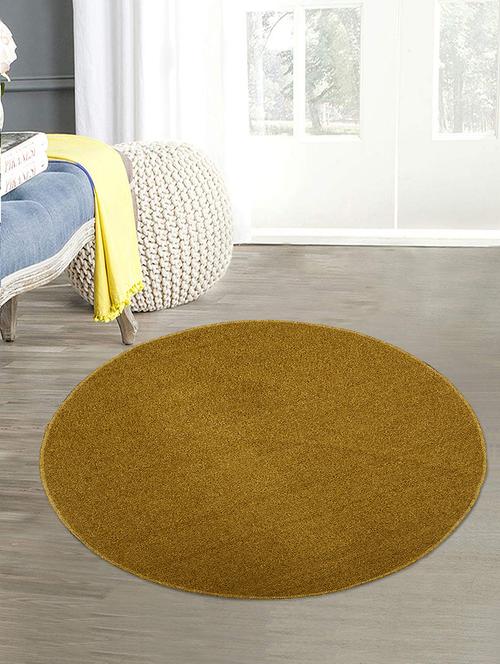 saral home pp-yarn round shaped multiuse mat (90 cm round, gold) - 17678537 - Very Small Image - 1