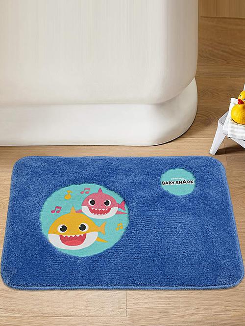 saral home baby shark anti-skid kids microfiber door mat - (blue, 40x60 cms) - 17678539 - Very Small Image - 1