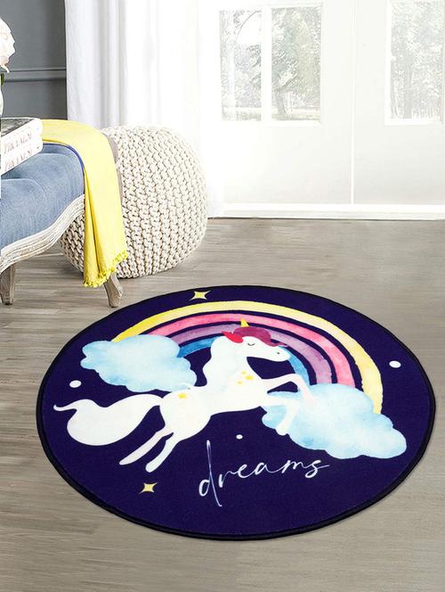 saral home unicorn polypropylene anti-skid round floormatr -(navy blue, 90x90 cm) - 17678543 - Very Small Image - 1