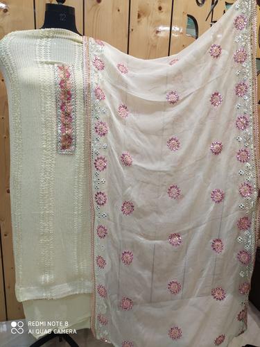 lemon colour georget unstiched suit with  - 17678572 - Very Small Image - 1