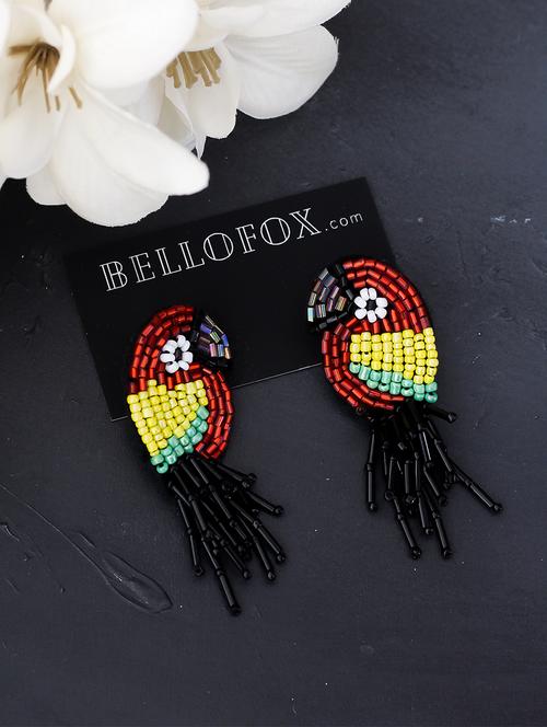 red cotton blend drop earring - 17678878 - Very Small Image - 1