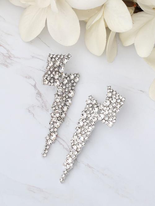 white metal drop earring - 17678904 - Very Small Image - 1