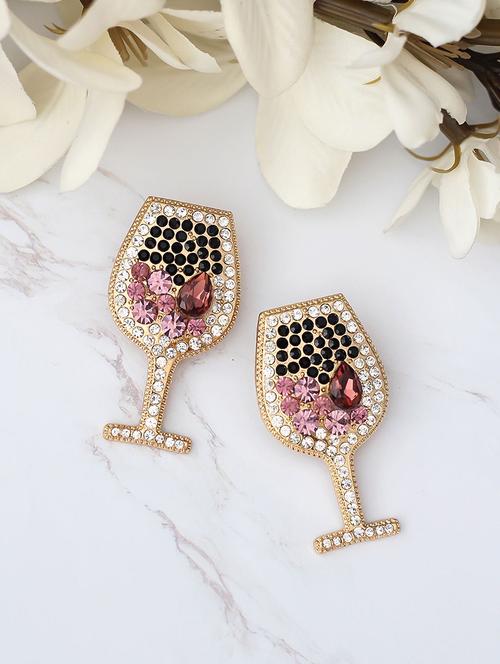 pink metal drop earring - 17678909 - Very Small Image - 1