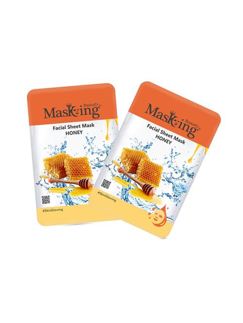 masking beauty facial sheet mask of honey extract for skin glowing for women and men, 40ml (pack of 2) - 17679418 - Very Small Image - 1
