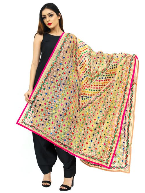 yellow chanderi dupatta - 17679882 - Very Small Image - 1