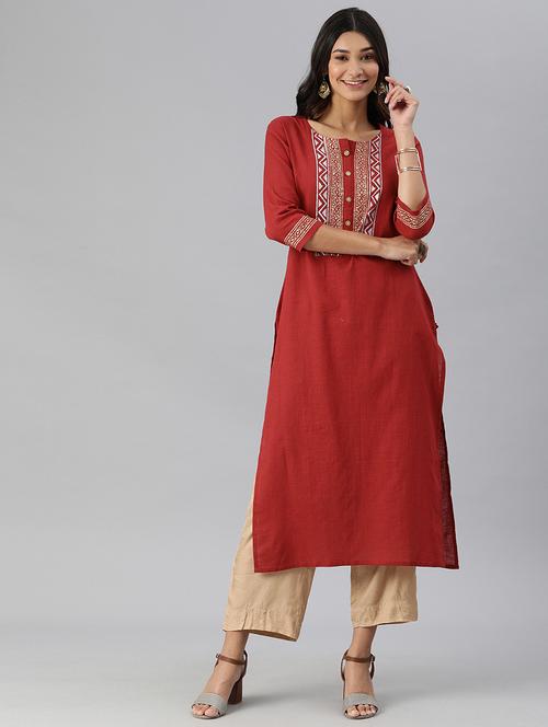 women's straight kurta - 17680018 - Very Small Image - 1