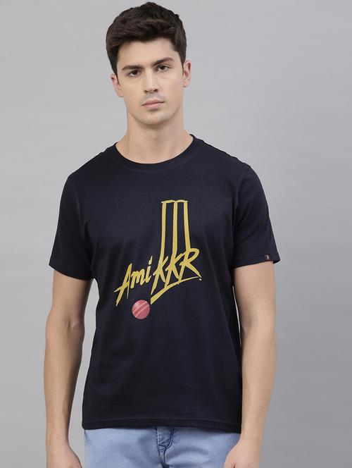 navy blue typographic chest print t-shirt - 17680109 - Very Small Image - 1