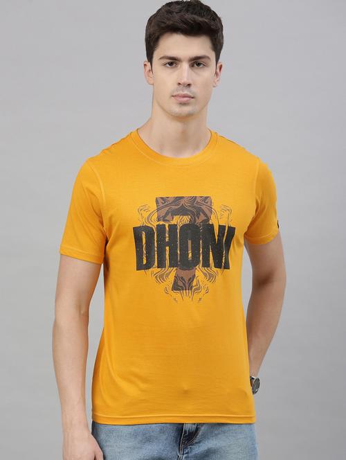 yellow typographic chest print t-shirt - 17680110 - Very Small Image - 1