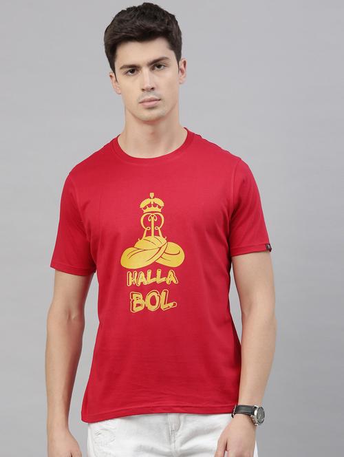 red typographic front print t-shirt - 17680111 - Very Small Image - 1