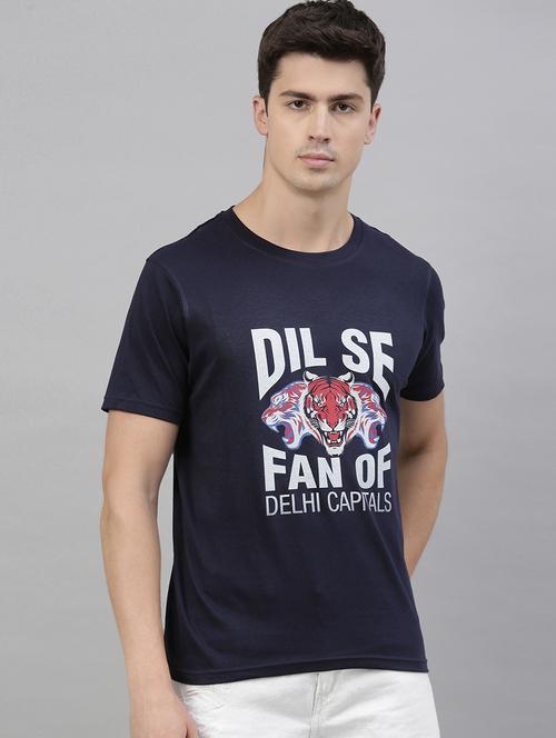 navy blue typographic chest print t-shirt - 17680113 - Very Small Image - 1