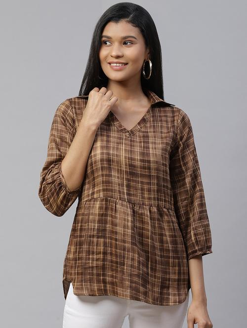 women's peplum collared top - 17685060 - Very Small Image - 1