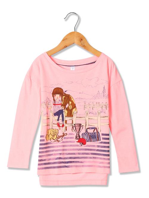 pink cotton printed tee - 17686033 - Very Small Image - 1