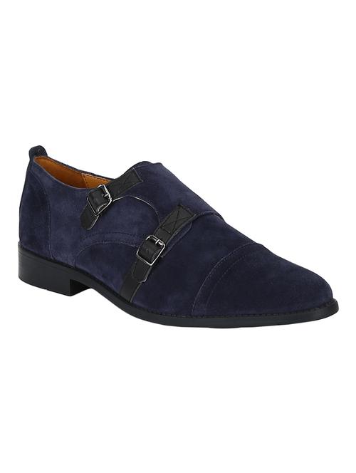 blue leather slip on monk straps - 17686991 - Very Small Image - 1