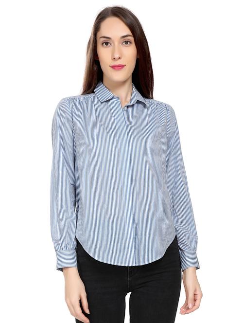 curved hem striped shirt  - 17687457 - Very Small Image - 1