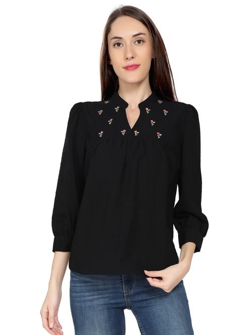 black crepe regular top - 17687489 - Very Small Image - 1