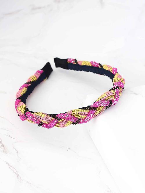 pink cotton blend hair band - 17690318 - Very Small Image - 1