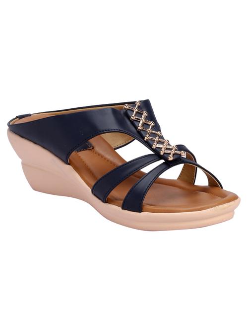cleo by khadim's  synthetic pvc sole navy decorative sandal for women - 17690560 - Very Small Image - 1