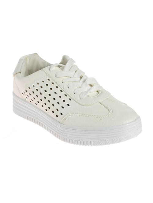 white synthetic laceup sneakers - 17690678 - Very Small Image - 1