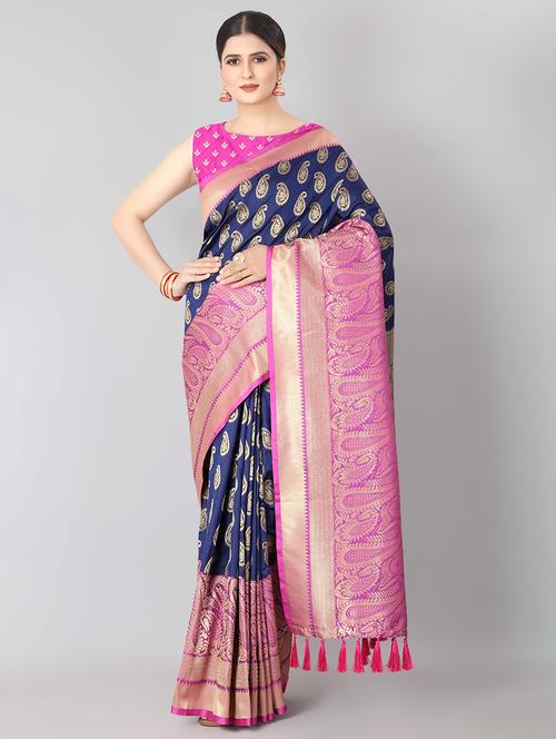 jacquard banarasi saree with blouse - 17690808 - Very Small Image - 1