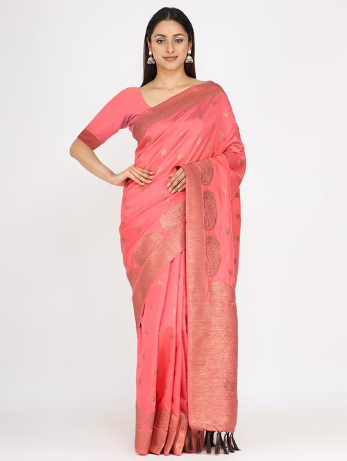 ethnic motifs woven saree with blouse - 17691028 - Very Small Image - 1