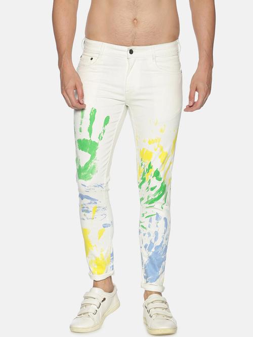 white printed denim  jean - 17691373 - Very Small Image - 1