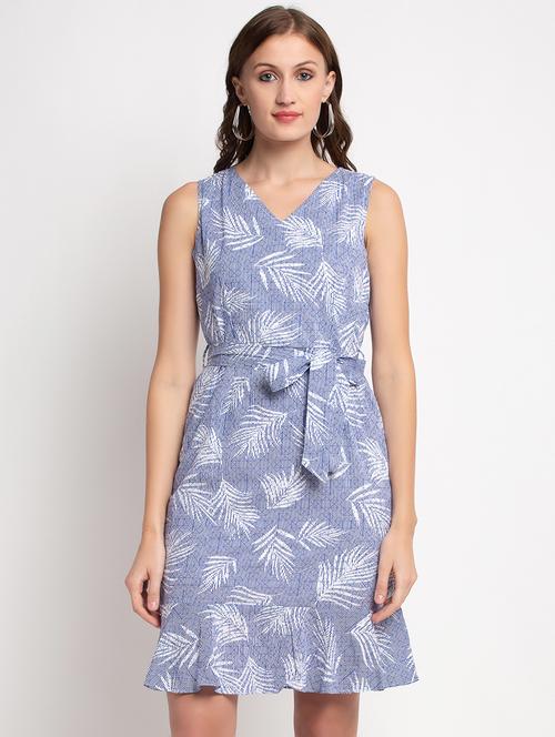 tie front printed a-line dress - 17692495 - Very Small Image - 1