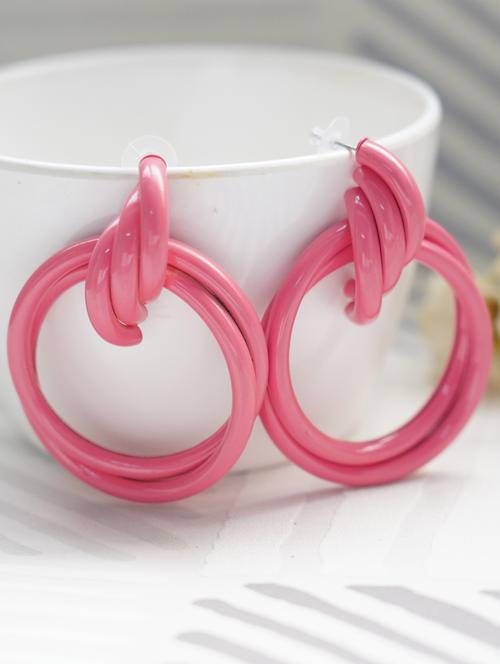 pink metal drop earring - 17693691 - Very Small Image - 1