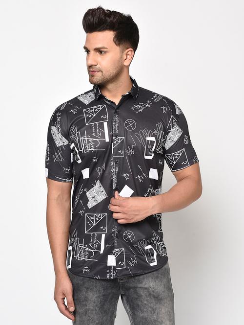 black abstract print casual shirt - 17693737 - Very Small Image - 1