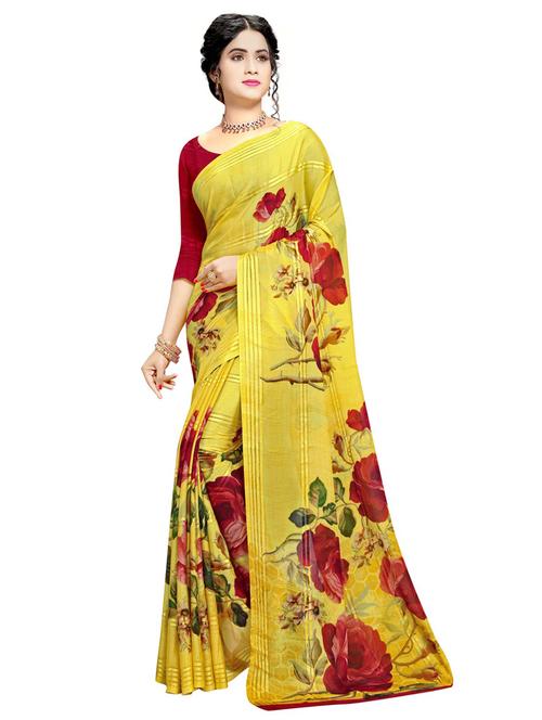 floral printed saree with blouse - 17694000 - Very Small Image - 1