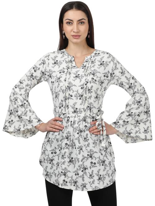 tie front floral tunic - 17694463 - Very Small Image - 1