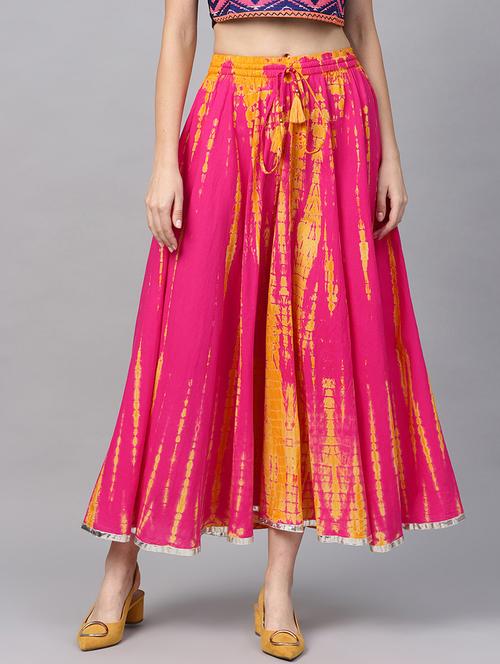 pink cotton flared skirt - 17694573 - Very Small Image - 1