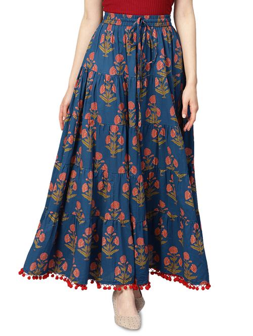 blue cotton flared skirt - 17694612 - Very Small Image - 1