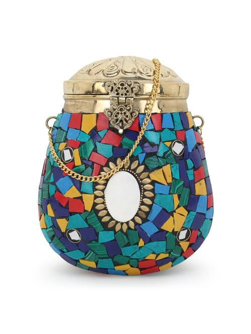 multi colored metal fold over clutch - 17695006 - Very Small Image - 1
