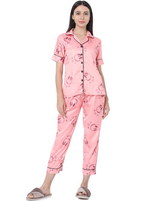 pink printed pyjama nightwear set - 17695169 - Very Small Image - 1