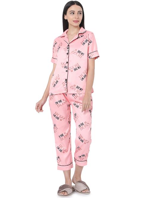 pink printed pyjama nightwear set - 17695171 - Very Small Image - 1