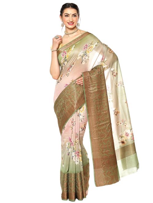 floral banarasi saree with blouse - 17695585 - Very Small Image - 1