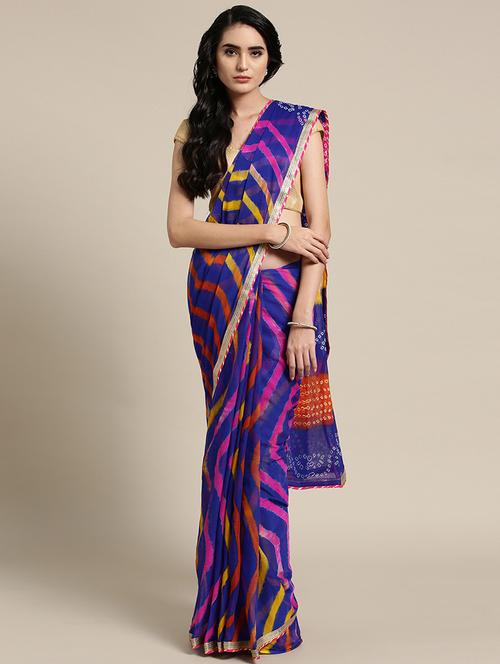 women printed saree with blouse - 17695697 - Very Small Image - 1