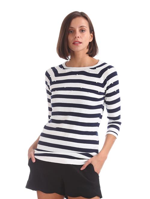 round neck striped top  - 17695770 - Very Small Image - 1
