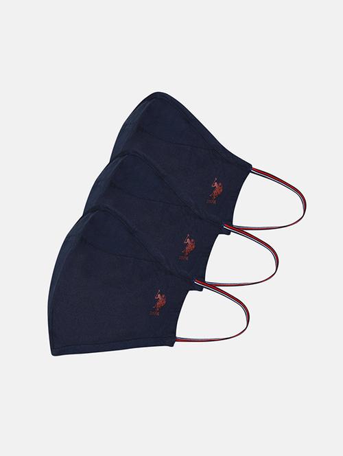 blue colored cotton solid men mask pack of 3 - 17695818 - Very Small Image - 1