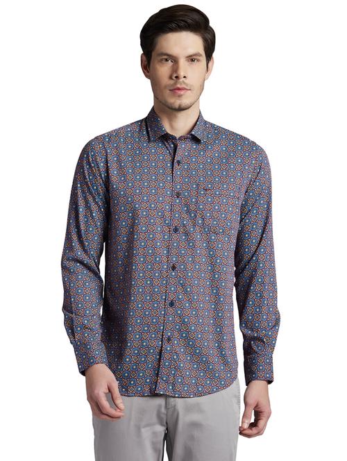 blue printed casual shirt - 17695970 - Very Small Image - 1