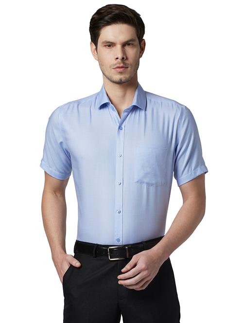 blue self design formal shirt - 17696179 - Very Small Image - 1