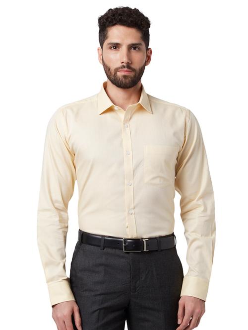 yellow self design formal shirt - 17696283 - Very Small Image - 1