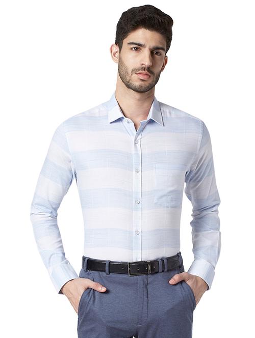 blue striped formal shirt - 17696314 - Very Small Image - 1