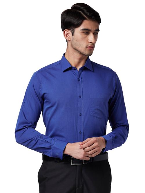 blue solid formal shirt - 17696441 - Very Small Image - 1