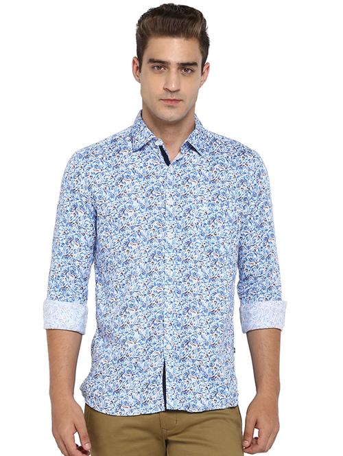 blue floral casual shirt - 17696452 - Very Small Image - 1
