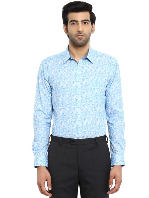 blue printed formal shirt - 17697021 - Very Small Image - 1