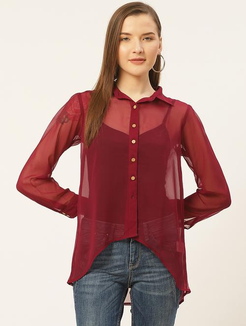 long sleeves sheer shirt  - 17697052 - Very Small Image - 1
