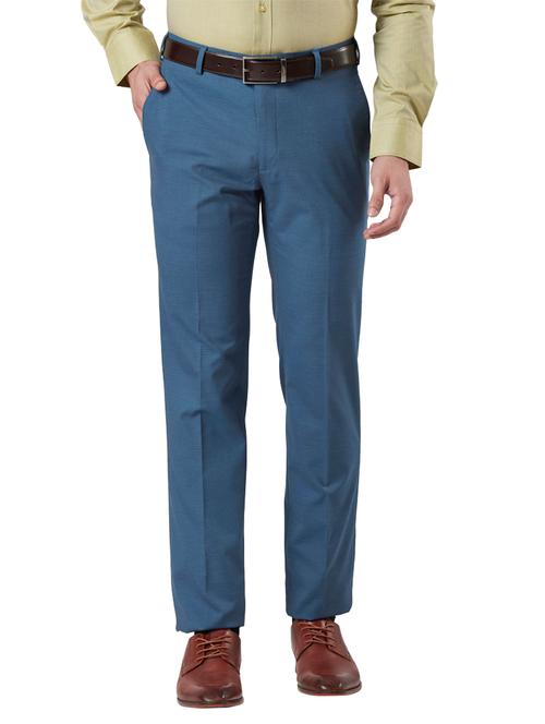 blue checkered flat front formal trouser - 17697385 - Very Small Image - 1